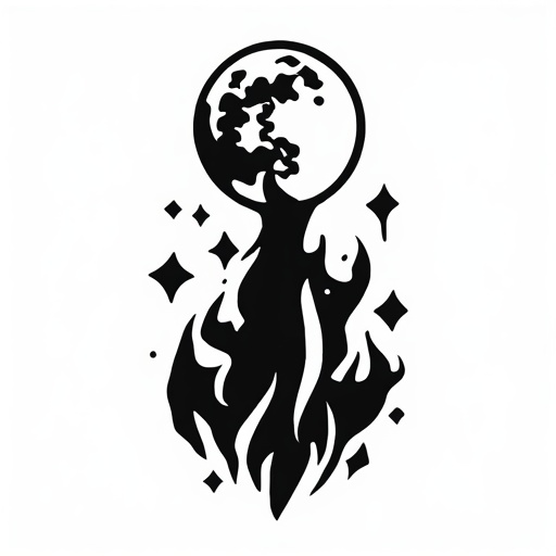Moonlit Storm of Ashes Tattoo idea