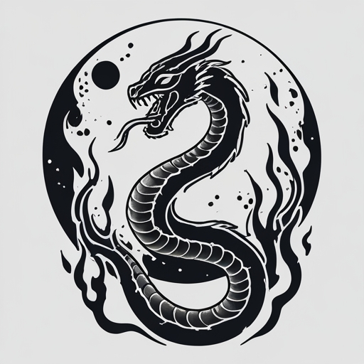 Silver Serpent’s Flame of the Moon Tattoo idea