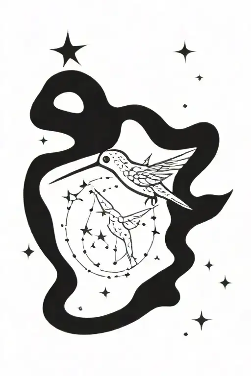 Hummingbird Surrounded By Constellations