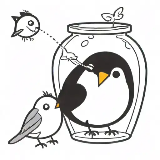Robin Bird And Fish Bowl