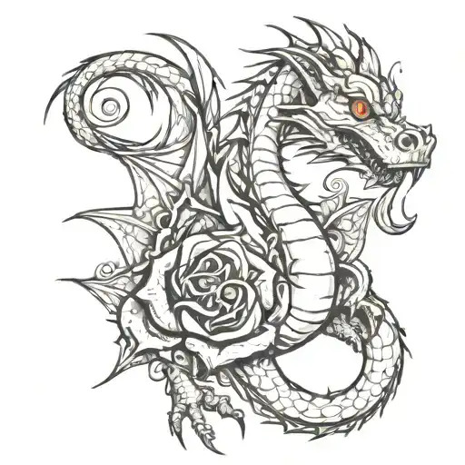 Dragon Holding A Rose