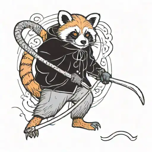 Red Panda Wearing A Black Cloak Holding A Scythe