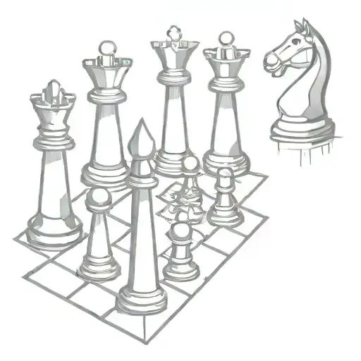 Chess Pieces Incorporated Into A Minimalist Geometric Design