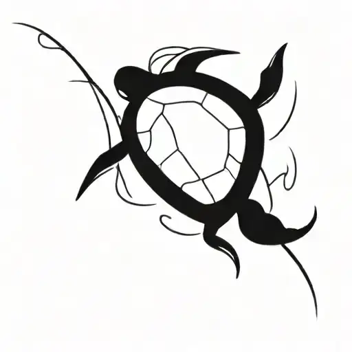 Sea Turtle Holding Surfboard