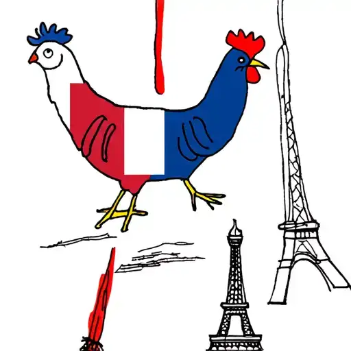 French Rooster French Flag And Eiffel Tower