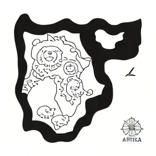Africa Map With Lion Head
