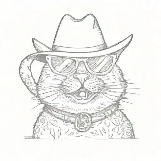 A Happy Cat Showing Two Teeth With Summer Sunglasses And A Funny Hat