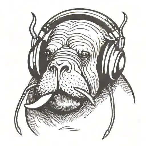 Walrus Wearing Headphones