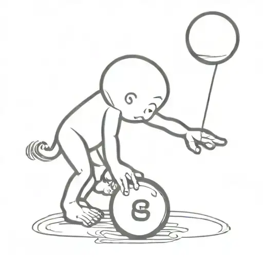 Baby Leaning Against A 8 Ball