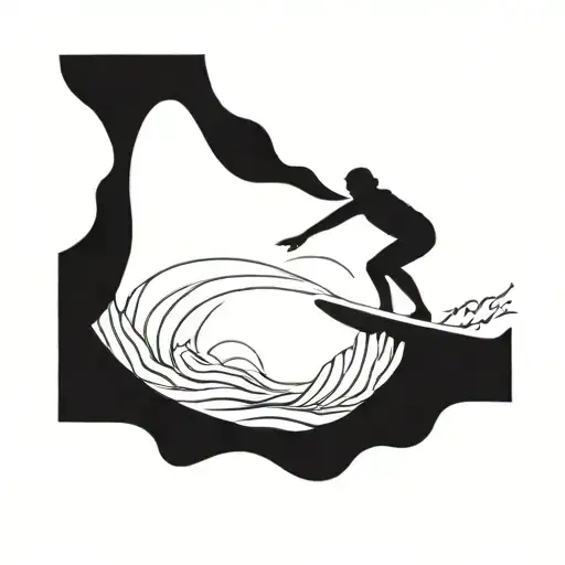 An Abstract Wave Pattern That Incorporates The Silhouette Of You And Your Sister Surfing Together