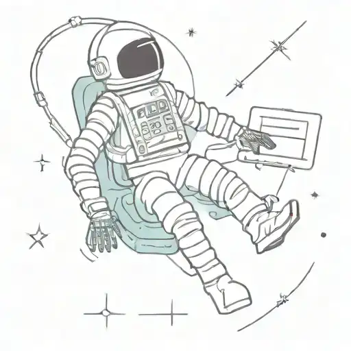 A Skeleton Astronaut Floating In Space Surrounded By Computer Code