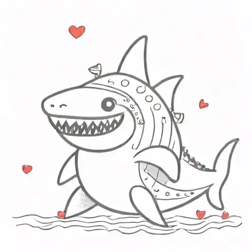 Cute Shark That Is Wearing A Sweater On His Body Covered With Hearts