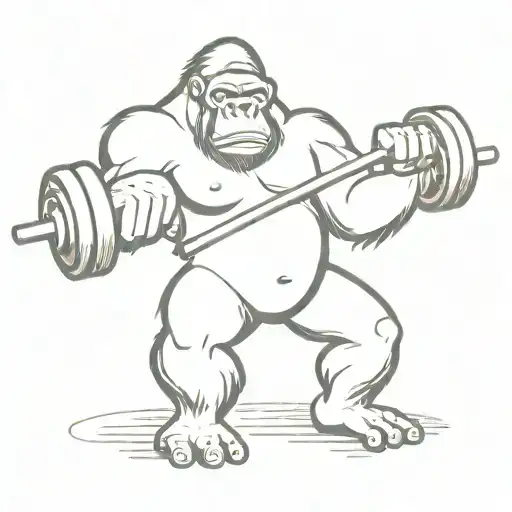Gorilla Lift The Barbell On The Biceps
