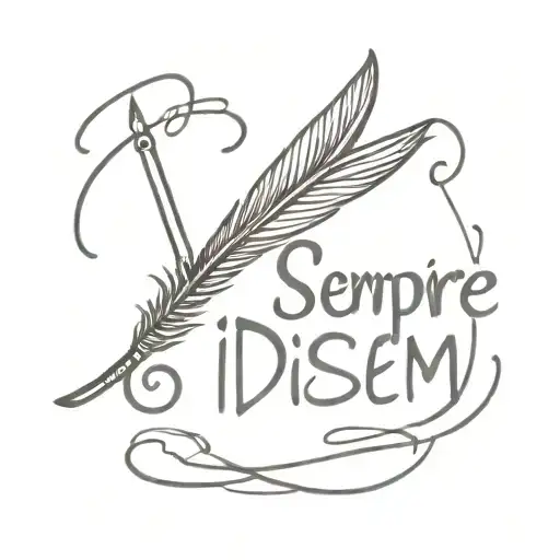 A Quill Pen Writing The Latin Phrase 'Sempre Idem' In Elegant Script