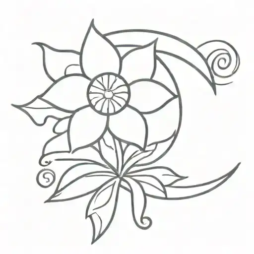 Flower With Crescent Moon With Love Letter