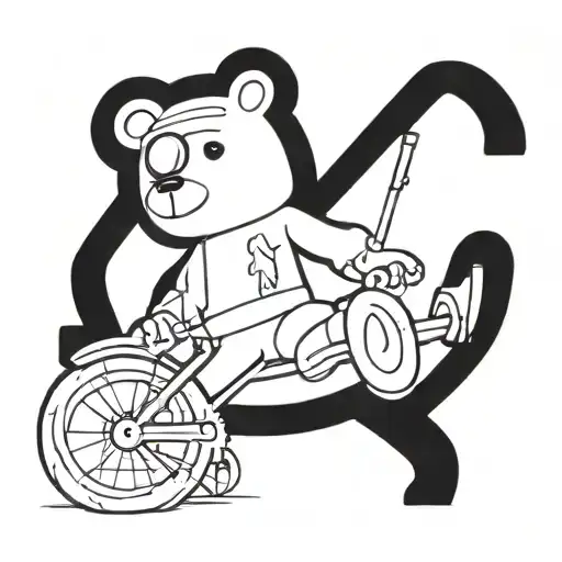 Teddy Bear Woth Cycling Helmet And Biathlon Rifle