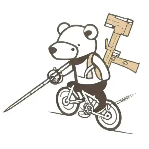 Teddy Bear Woth Cycling Helmet And Biathlon Rifle