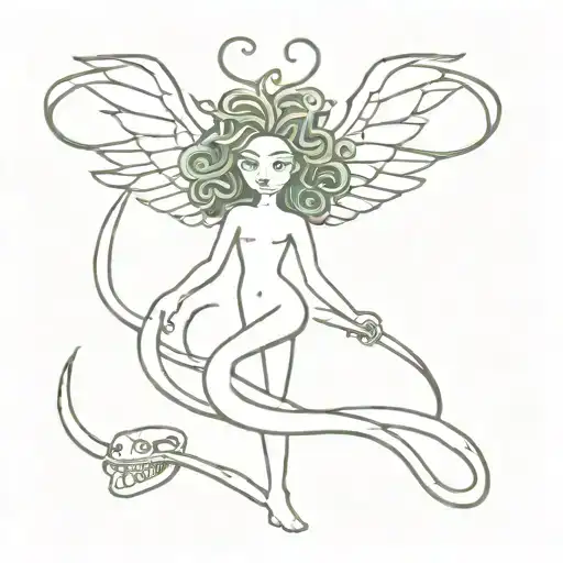 Medusa With Wings And Snakes