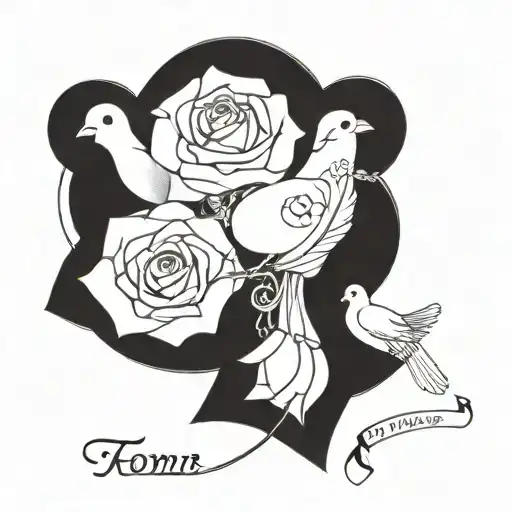 Roses And Doves And Roman Numerals Intertwined