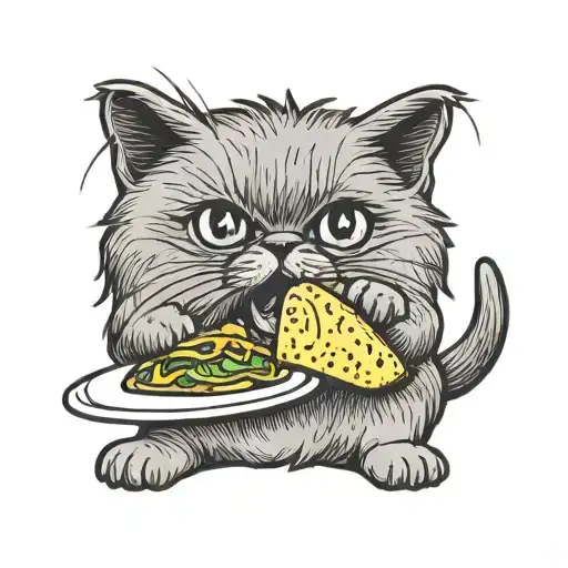 Persian Cat Eating A Taco