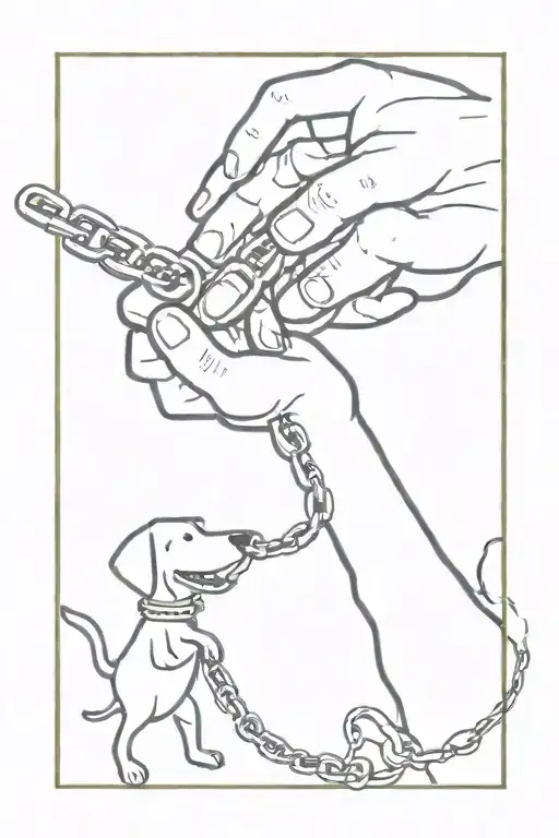 A Hand Holding A Chain With A Barking Dog And The Dog's Tag Says Ambition