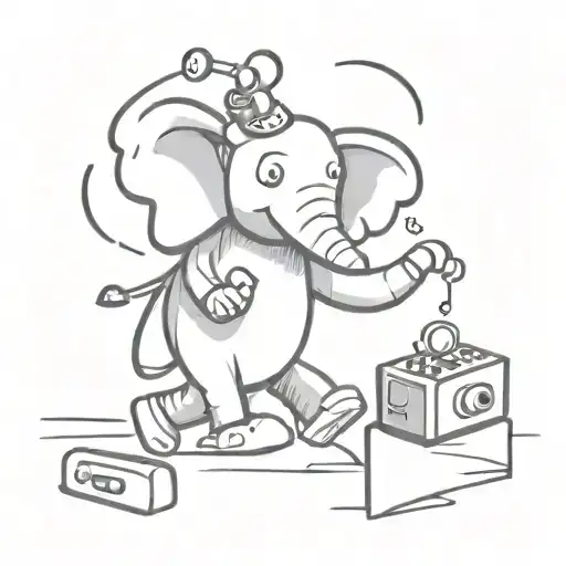 Elephant Dancing In Music With Robot Dj Background