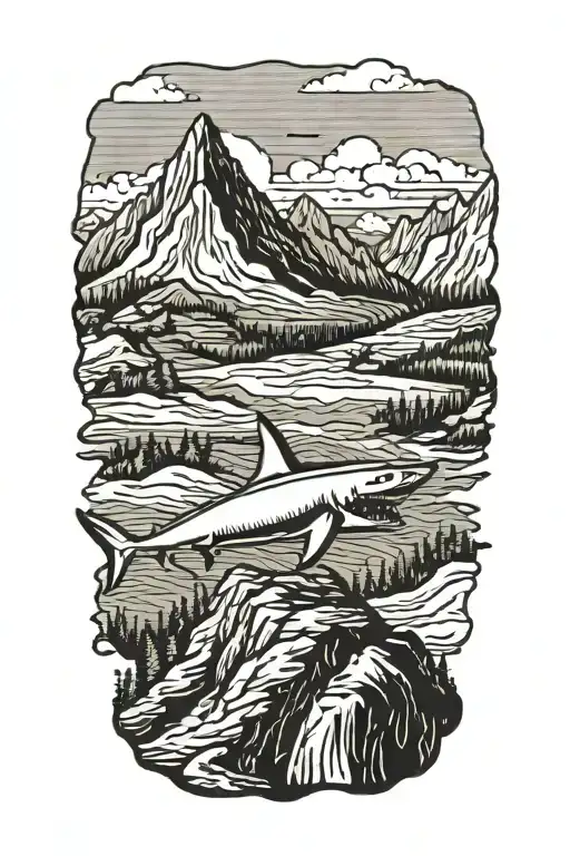 Shark Hiking A Mountain