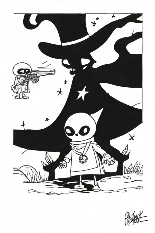 Two Aliens Having A Mexican Stand Off With Ray Guns Wearing Ponchos