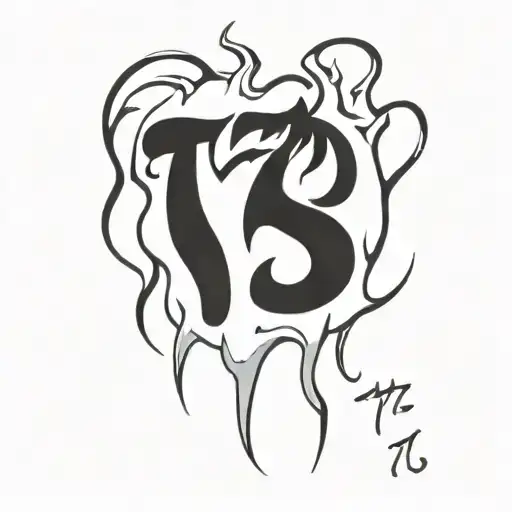 Black Inscription 777 With Flames Coming Out Of It