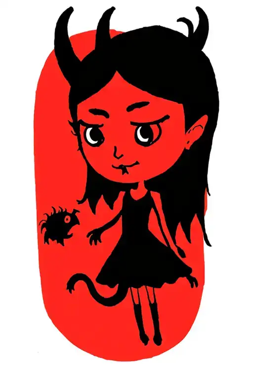 Black Devil Girl With Dragon