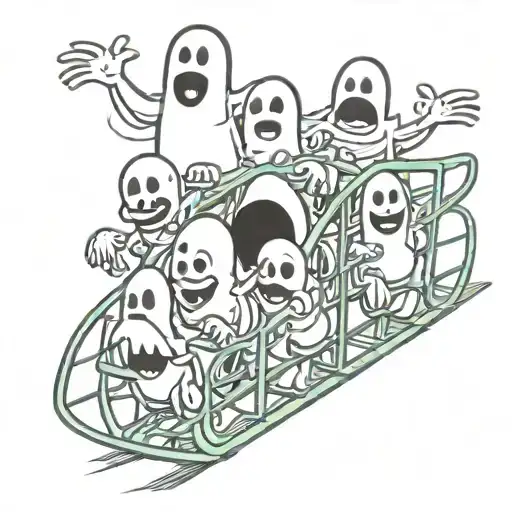 Cartoon Ghosts On An Roller Coaster