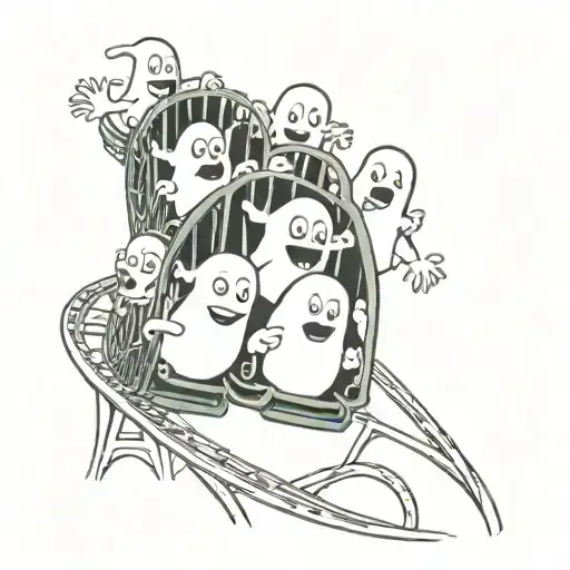 Cartoon Ghosts On An Roller Coaster
