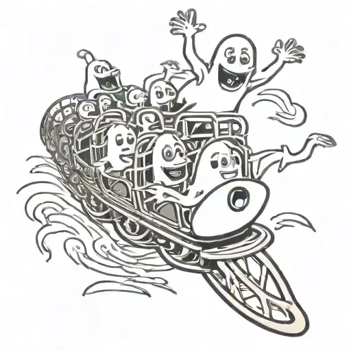 Cartoon Ghosts On An Roller Coaster