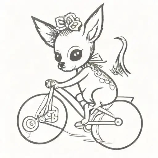 Black And White Chihuahua Girl With Long Hair And Wheels Instead Of Hind Legs