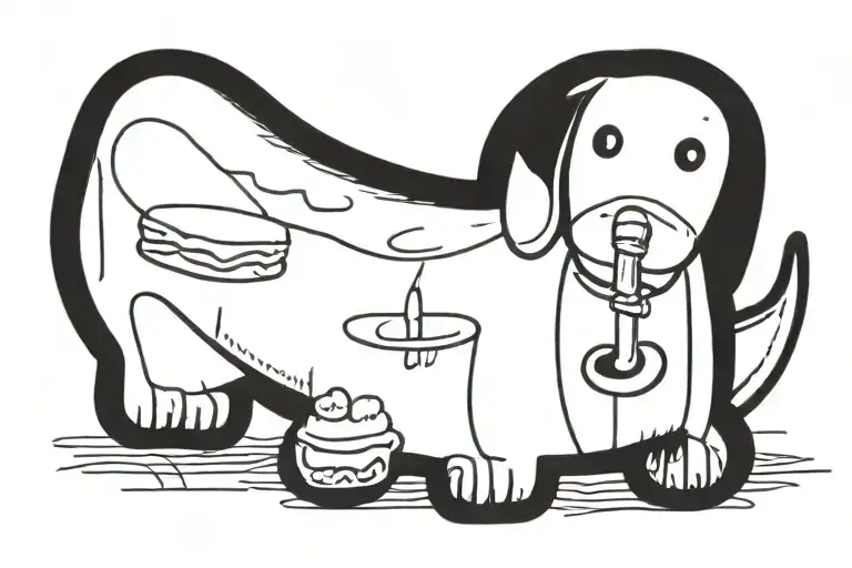 Weiner Dog Eating Cake