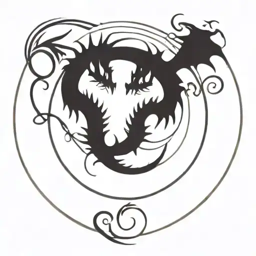 Two Dragons In A Circle Shape