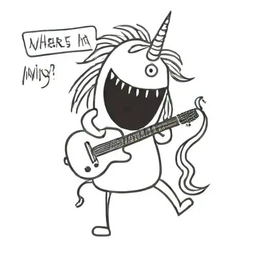 A Unicorn Playing A Guitar With The Words 'Where Is My Mind'