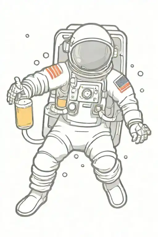 Astronaut Diving In Water With A Beer