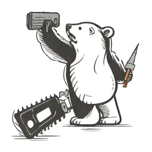 A Polar Bear Carrying A Chainsaw