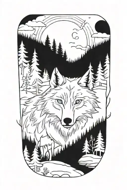 Wolf Blue Eyes Forest Landscape