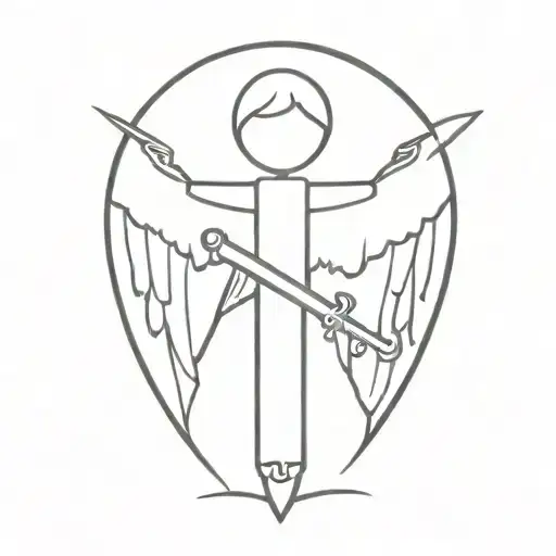 Sword With Angle Wings Spread Wings