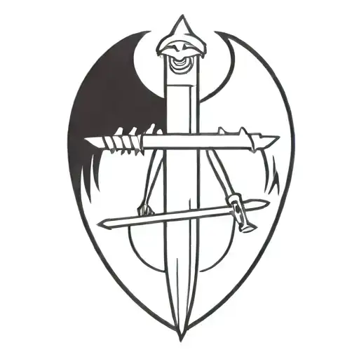 Sword With Angle Wings Spread Wings