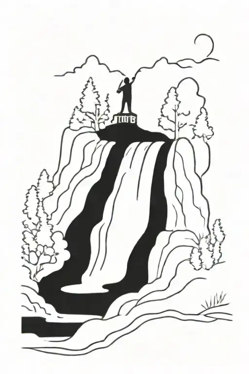 Ameriendian Waterfall And Forest In The Background