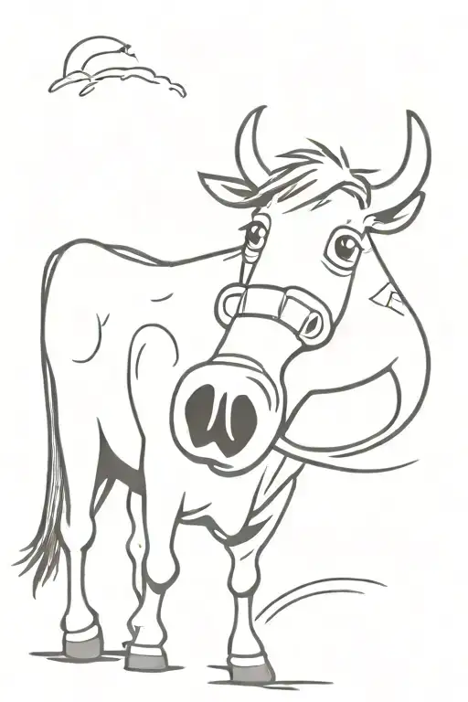 Head Of Bellowing Cattle Looking Forward And A Horse Head Looking Forward