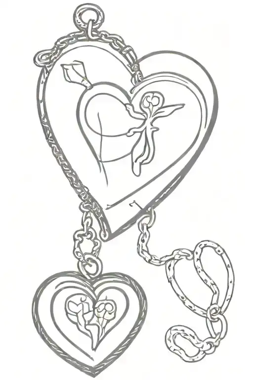 Open Heart Locket Illustration Minimalist