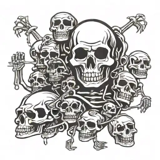 Cartoon Skull And Skeletons