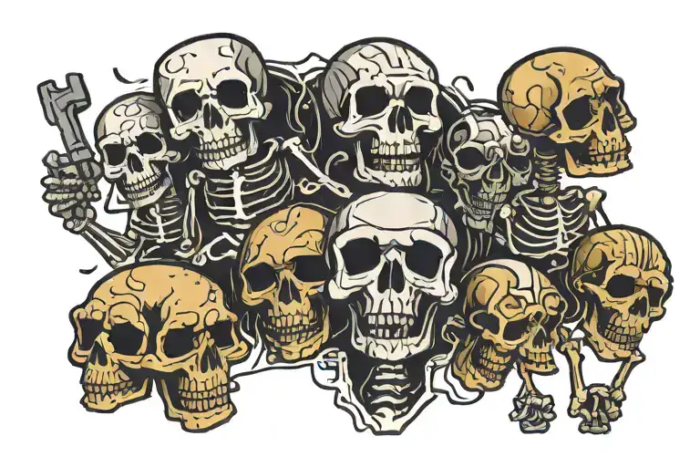 Cartoon Skull And Skeletons
