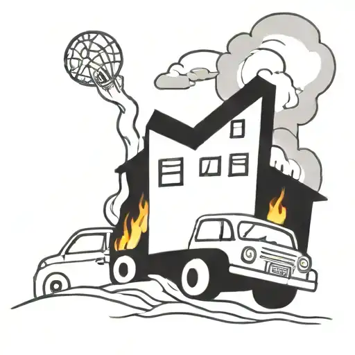 End Of The World Buildings And Car On Fire