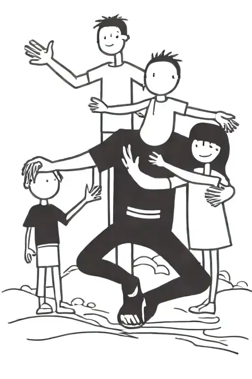 Father And Three Sons Holding Hands