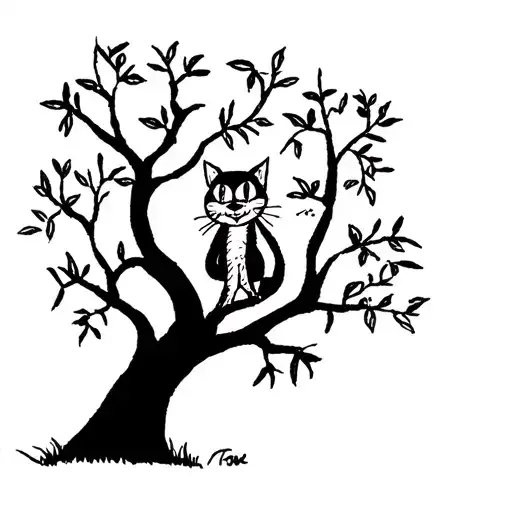 Happy Cheshire Cat In A Tree